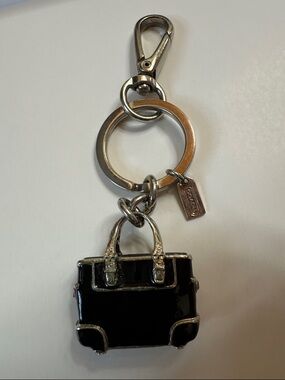 Coach Black Silver Tone Mini Bag Keychain